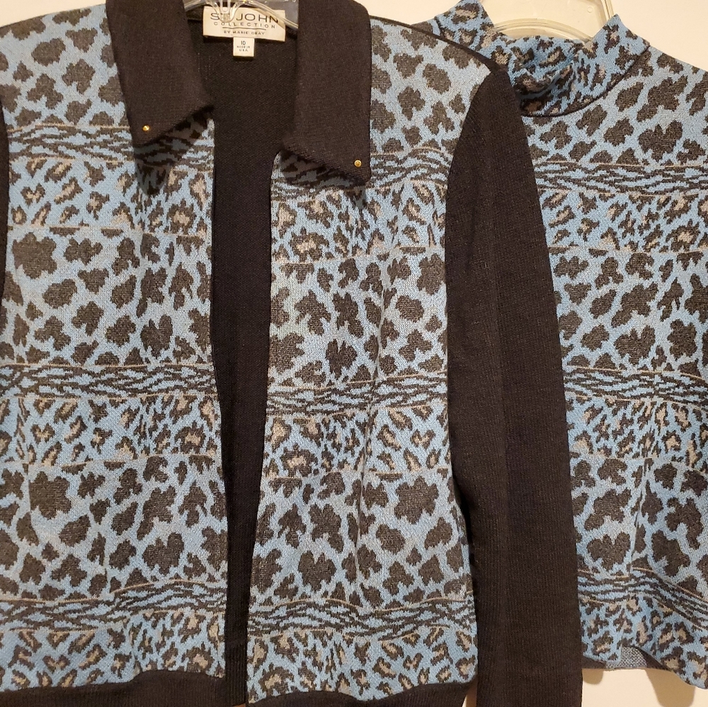 St. John Animal  Print Sweater Tank NEW Suit sz. M